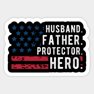 Mens Husband Daddy Protector Hero apparel Fathers Day Flag Sticker